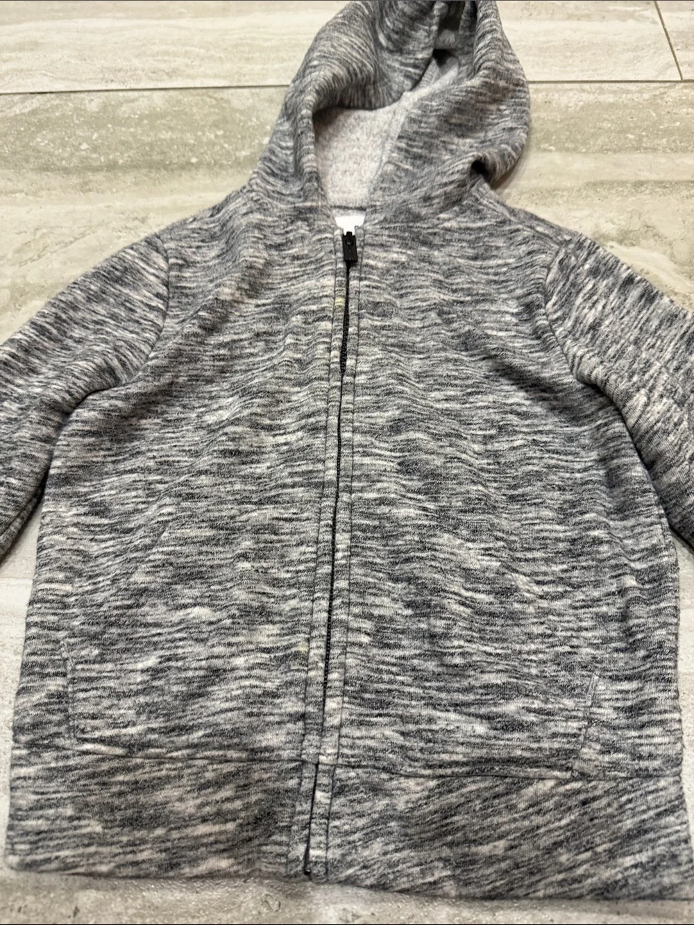 Old Navy Heather Gray Kids Hooded Zip Jacket